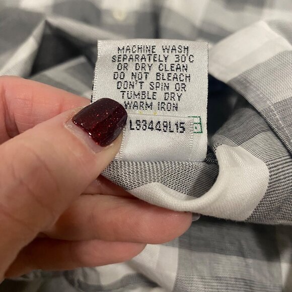 Bugatchi Gray Plaid Long Sleeve Button Up Shirt Men's Size XL - Picture 9 of 10